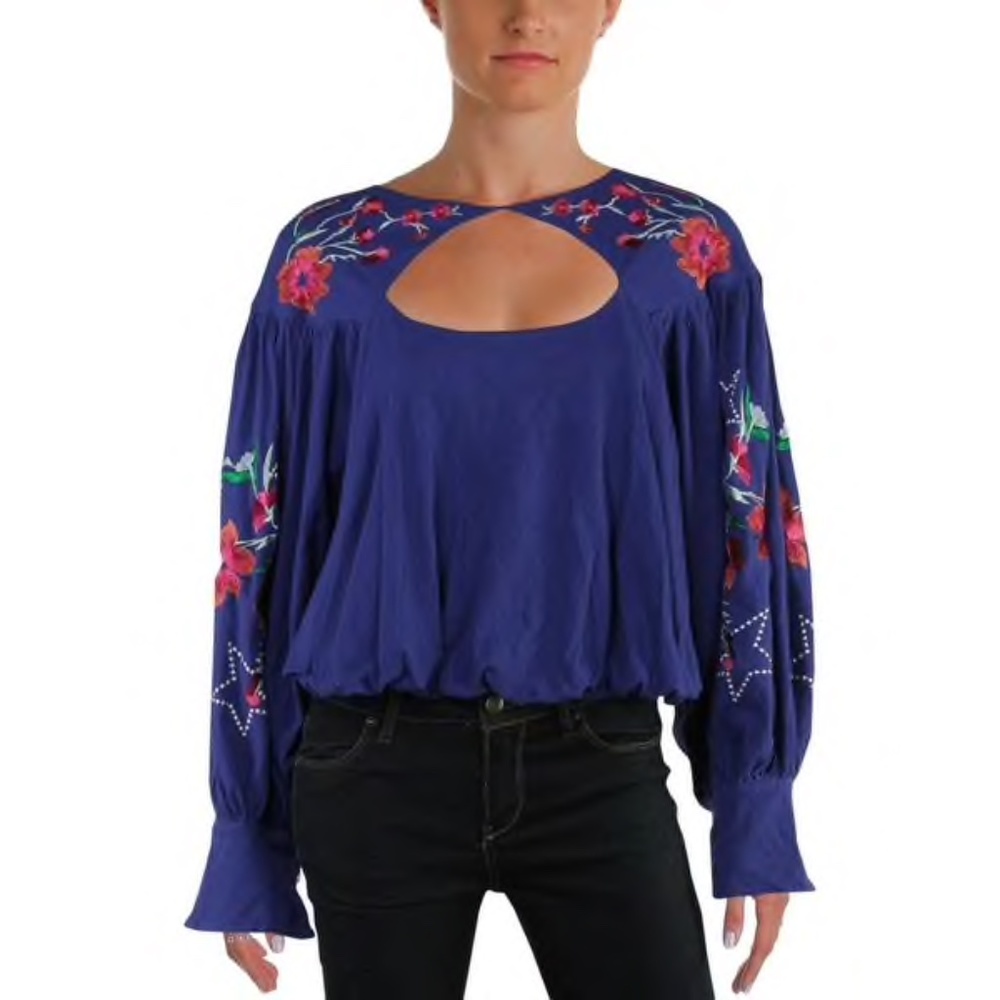 NWT Free People. Embroidered Floral Pattern Blouse - Picture 1 of 6